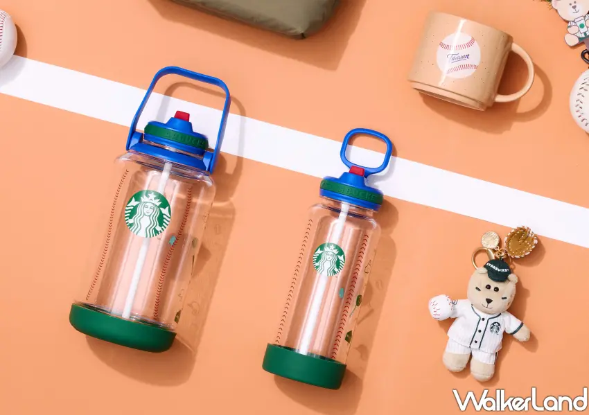 ▲星巴克大容量棒球冷水壺。專為應援設計的 64 盎司與 32 盎司水壺，透明壺身印上經典縫線，補水也能很有型。