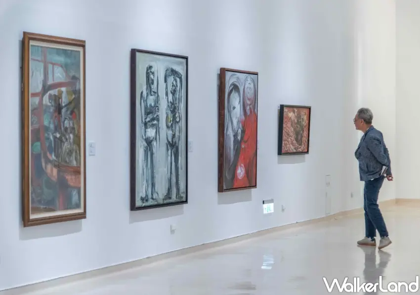 ▲藝術家黃才郎〈彩虹—雨後高美館〉記錄了當年巡館的內惟埤風景,充滿對高美館的期許。