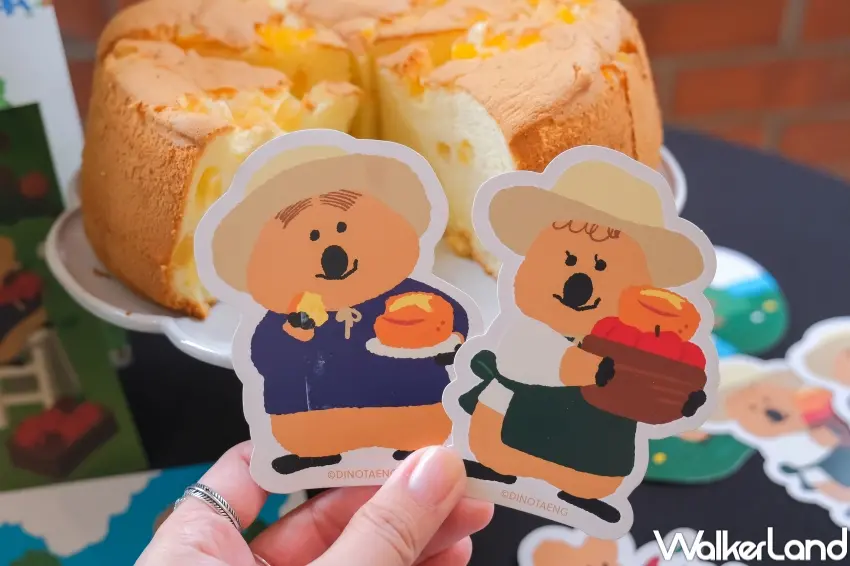 ▲春上布丁蛋糕攜手DINOTAENG推出「蘋果蛋糕」系列與多款加價購週邊,2月25日起全台開賣。(攝影:張人尹)