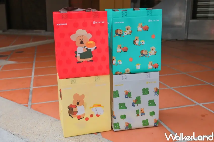 ▲春上布丁蛋糕提袋依區域推出QUOKKA BOBO野餐款與園丁款等版本。(攝影:張人尹)