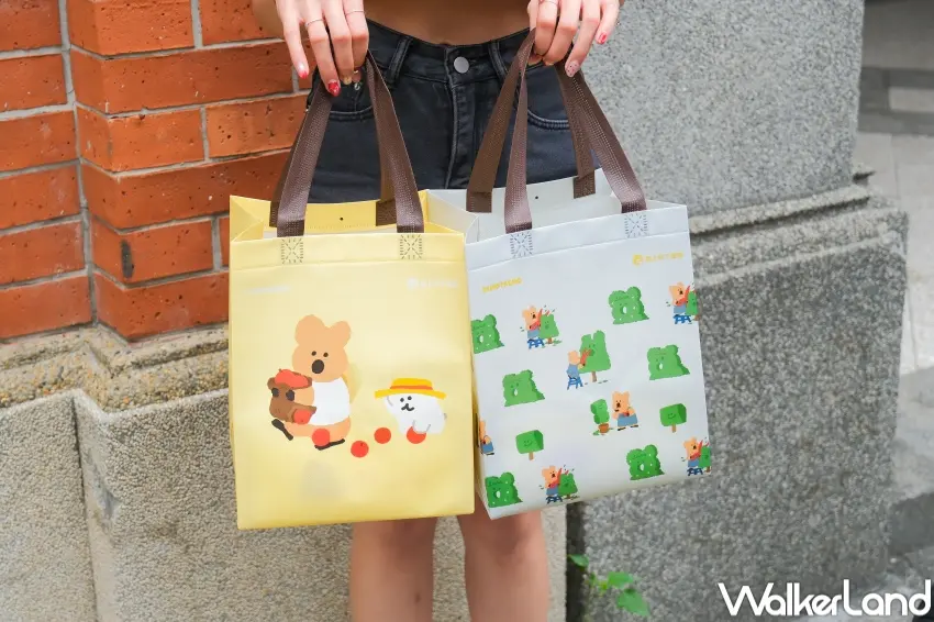 ▲春上布丁蛋糕提袋依區域推出QUOKKA BOBO野餐款與園丁款等版本。(攝影:張人尹)