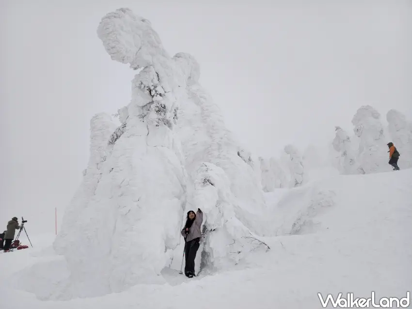 ▲旅人於「森吉山樹冰」開心留下紀念照。（攝影：楊婷雅）