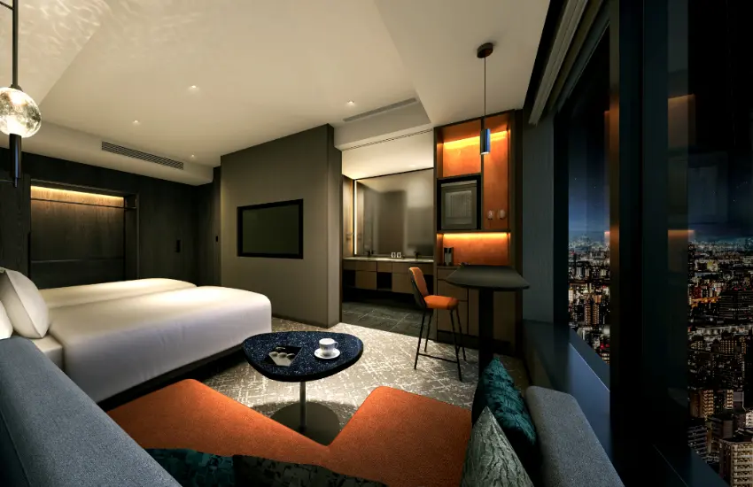 ▲6樓到28樓由THE GATE HOTEL大阪 by HULIC進駐,共有223間客房。