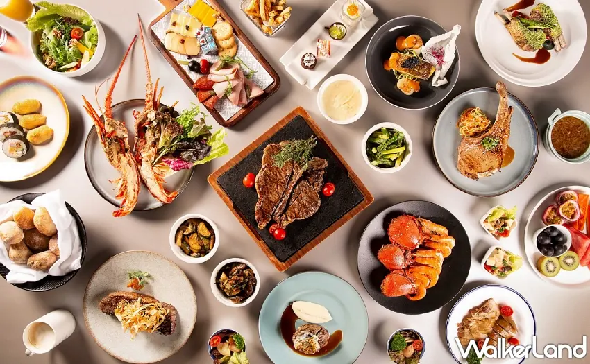 ▲台北萬豪酒店 Garden Kitchen 自 3月2日至 4月30日推出「主餐1+1」優惠,平日午間雙人同行點選主餐,另一位僅需支付自助吧費用即可獲贈同價值主餐。 圖/台北萬豪酒店提供;窩客島整理