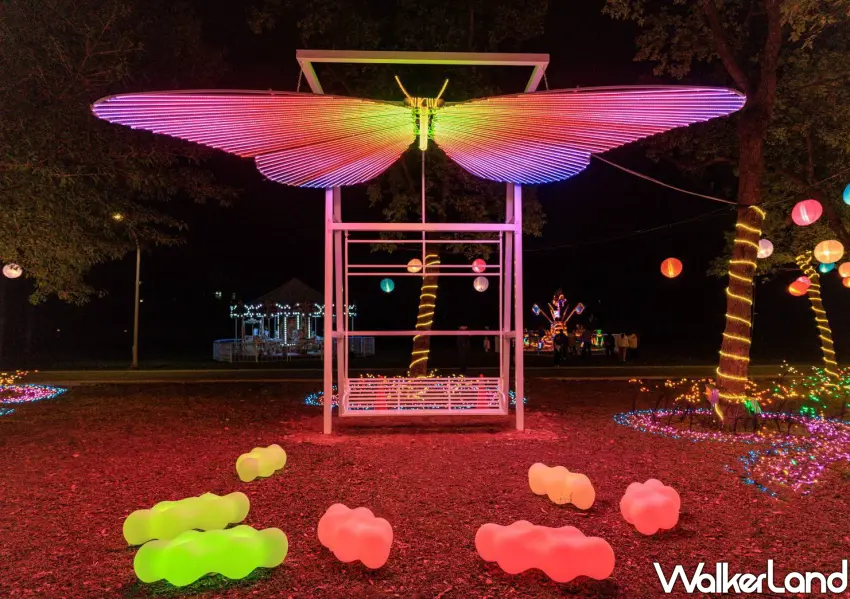 ▲未來光域隱藏的超大蝴蝶翅膀互動鞦韆，是園區內必拍的網美系打卡點。