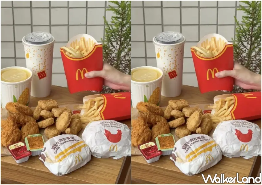 ▲麥當勞的經典漢堡、雞塊跟薯條大集合,豐盛的應援餐桌準備好,隨時都能開啟熱血看球模式。(攝影:鄭雅之)