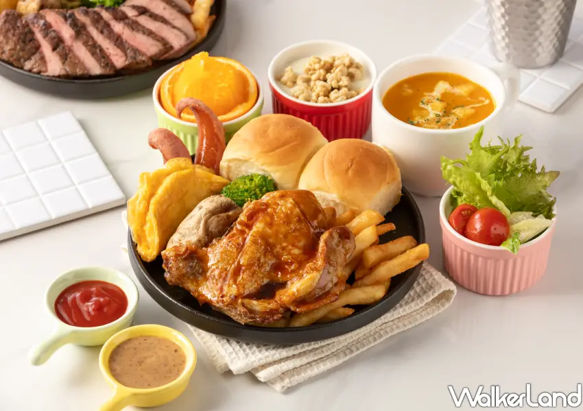 ▲超人氣「蜜汁雞腿排早午餐」有外皮焦甜金黃的蜜汁雞腿排,搭配澎湃的薯條、麵包與生菜沙拉。