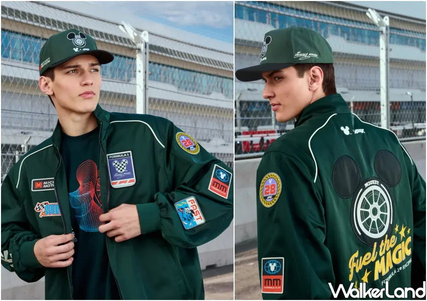 ▲綠色系迪士尼XF1聯名夾克,背後的米奇輪胎造型與運動貼布設計絕對是本季焦點。