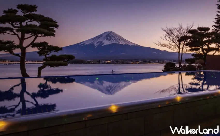 ▲秀峰閣湖月擁有富士山觀景足浴露台,可盡情欣賞壯麗美景。圖/Klook提供;窩客島整理