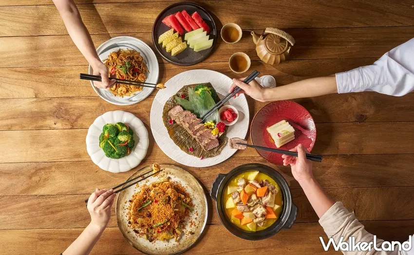 ▲開春揪團聚！弈夢紅樓優惠狂饗，4人以上同行用餐85折，不分平假日，折扣金額無上限。圖／瀚寓酒店提供；窩客島整理