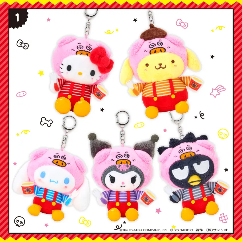 ▲三麗鷗角色變身成小豬泡麵君，可以掛在包包或鑰匙上隨身攜帶。