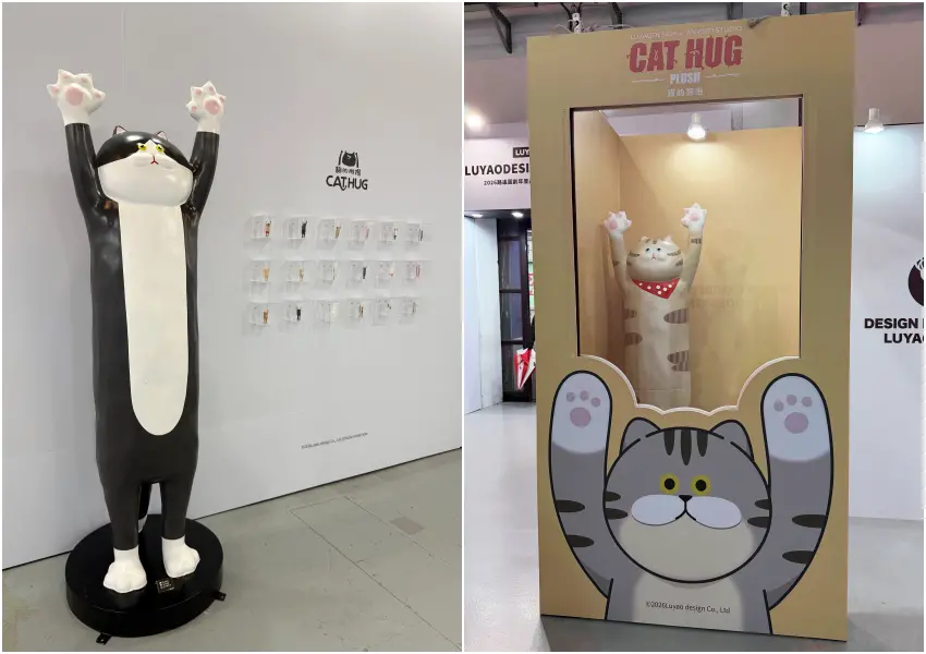 ▲松菸玩具設計展必拍打卡點!貓的抱抱系列展示區、貓的抱抱互動打卡點。(攝影:鄭亦庭)