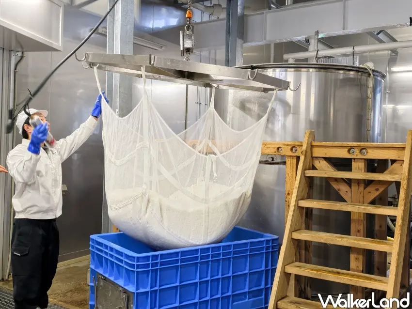 ▲「天壽酒造」見學體驗，參觀者可以近距離觀摩磨米、製麴、發酵等釀造流程。（攝影：楊婷雅）