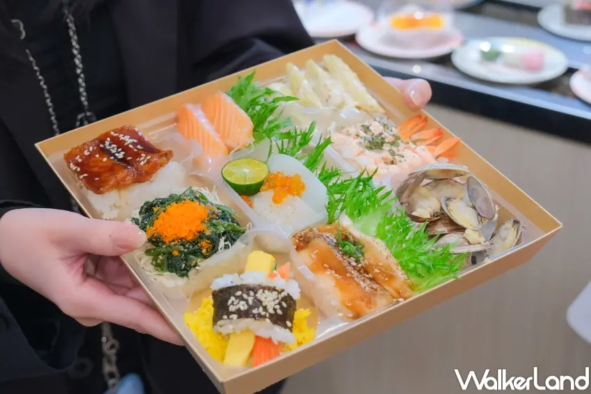 ▲爭鮮gogo推「飯裡藏鮮 女神主場秀」餐盒，九宮格設計方便外帶。（攝影：張人尹）