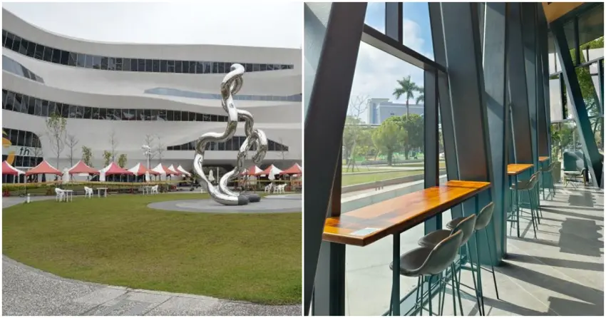 ▲「國立公共資訊圖書館」以流線造型建築、戶外藝術裝置聞名，是台中具代表性的文化地標；「屏東縣立圖書館」則的大片落地窗採光明亮通透，並以木質閱讀空間打造舒適環境，在陽光與綠意中獨享閱讀時光。