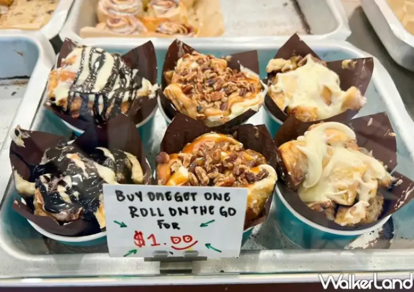 ▲在美國門市運氣好才能遇到的 Cinnabon 限定NG 肉桂捲買 1 送 1 ，台北首店不知道會不會延續此優惠可以好好期待。