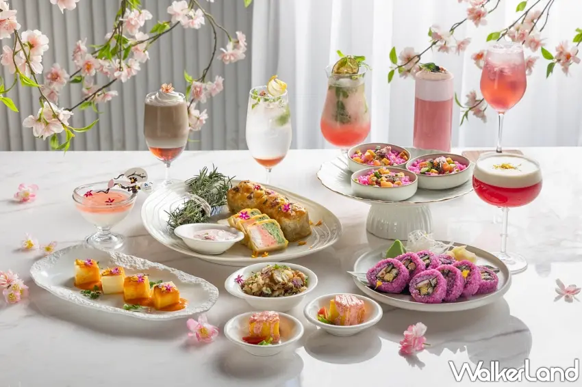 ▲高雄日航酒店於SERENA全日餐廳精心打造櫻花主題布置，營造如置身日本賞櫻勝地的浪漫氛圍。圖／高雄日航酒店提供；窩客島整理