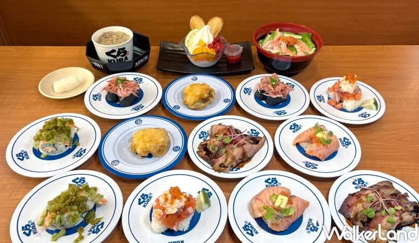 ▲藏壽司春季新品包含贅澤鮭魚鮮蝦海鮮塔與草莓蜜桃水果牛奶聖代，甜鹹餐點一次滿足。