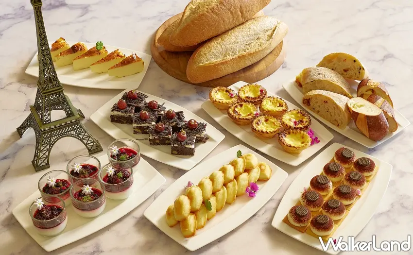 ▲鉑麗安自助餐「歐洲經典主題自助餐」，有巴斯克乳酪蛋糕、提拉米蘇、瑪德蓮…等。圖／JR東日本大飯店台北提供；窩客島整理