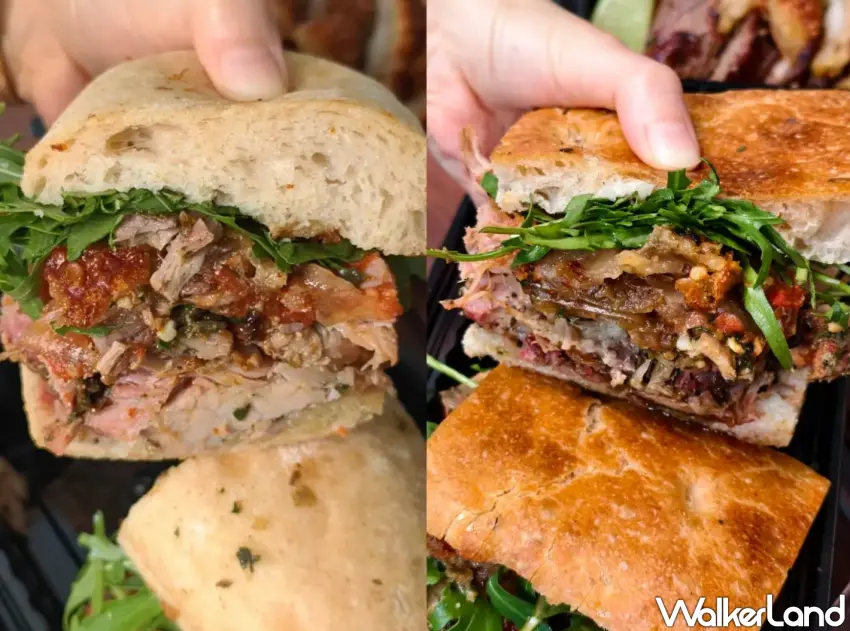 ▲除了單吃脆皮羅馬豬肉卷,也推薦搭配佛卡夏或義大利拖鞋麵包製作成三明治享用。(美食好芃友提供)