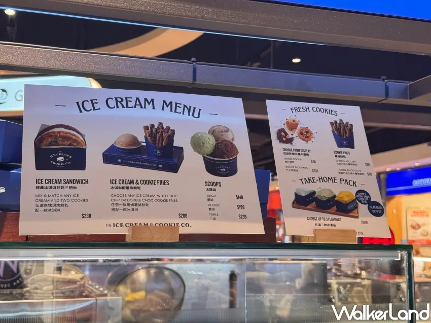 ▲The Ice Cream & Cookie Co. 也能單點冰淇淋或軟餅乾，提供單球、雙球、三球與甜筒選擇，甜點搭配自由度高。（攝影：張人尹）