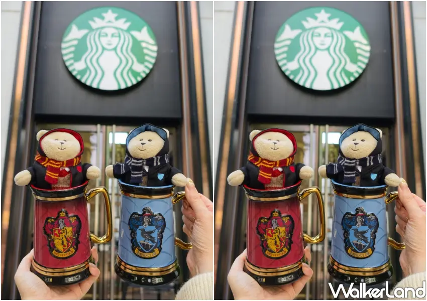▲星巴克新聯名哈利波特學院馬克杯，四大學院都有，快來挑選屬於你的學院本命杯。(攝影：鄭雅之)