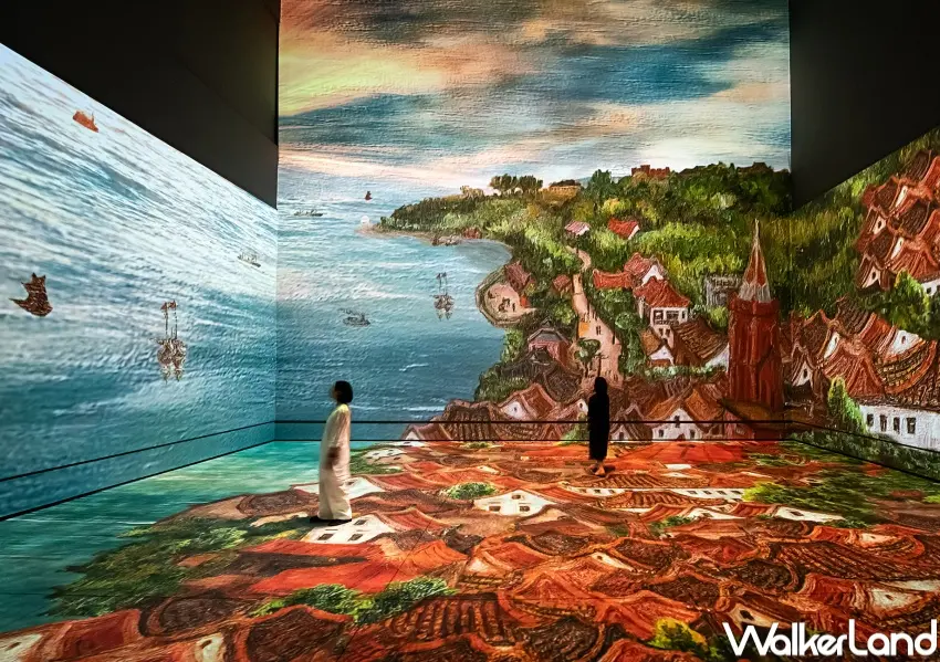 ▲臺南國家美術館沉浸式劇場運用投影技術還原林玉山、陳澄波畫作中的光影細節。(照片提供|朗敘設計 攝影|李阮修)