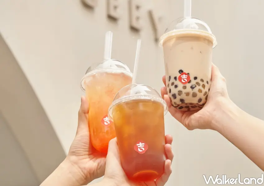 ▲吉嶼山茶主打琥珀紅茶磚奶與輕烏龍茶磚奶，搭配買一送一與免費贈飲活動吸引粉絲。