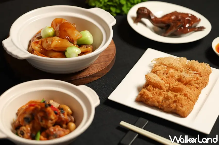 ▲主廚將鴿、鴨、鵝、雞四種珍禽透過粵式料理手法演繹經典時令美味。圖／台北晶華酒店提供；窩客島整理