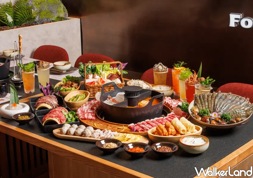 ▲隱身都市的山野風時令火鍋，舒適桌距與自然元素設計，讓你優雅吃鍋不社交疲勞。