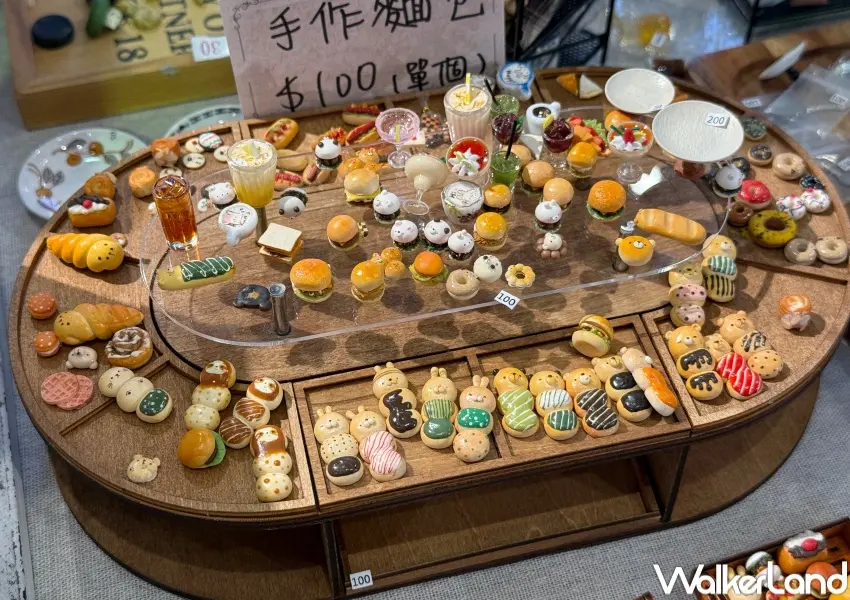 ▲三創迷你食物市集！免費逛小物市集迷你食物任你選，40元收超萌貓咪麵包。(攝影：鄭亦庭)