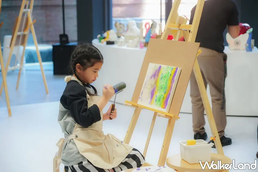 ▲「先畫再說！」在自由畫室中，選擇自己喜歡的顏料跟工具，盡情的創作吧！圖／勤美術館提供；窩客島整理