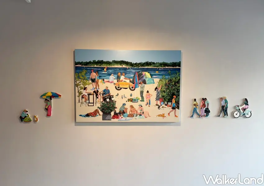 ▲Choi Hyeji 使用特殊工具堆疊出厚實色彩,呈現介於現實與回憶的藝術氛圍。(攝影:鄭亦庭)