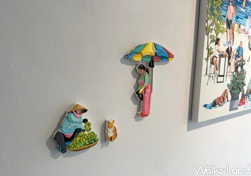 ▲Choi Hyeji 使用特殊工具堆疊出厚實色彩,呈現介於現實與回憶的藝術氛圍。(攝影:鄭亦庭)