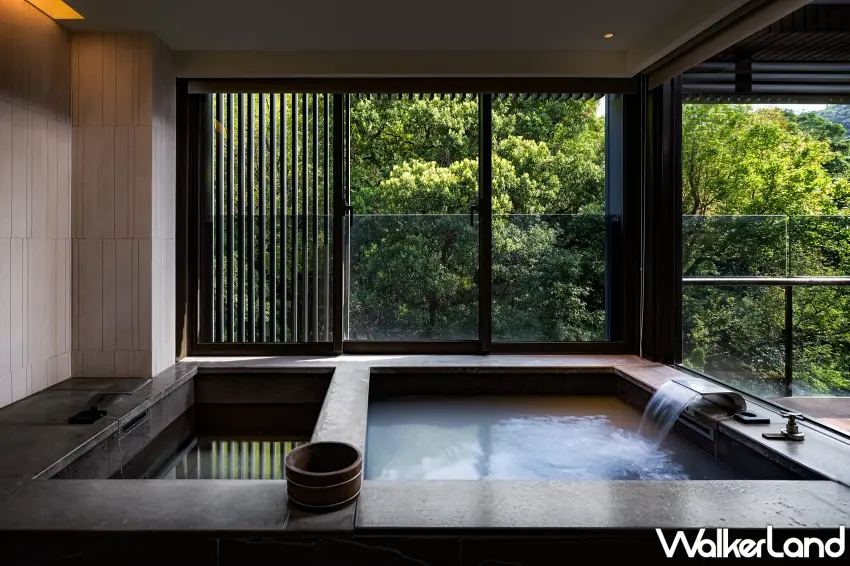 ▲北投麗禧每間客房皆配備冷、熱溫泉湯池,房客可在私人空間中自在享受溫泉療癒。圖/北投麗禧溫泉酒店提供;窩客島編輯整理