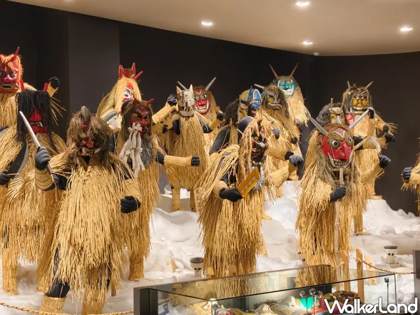 ▲「生剝鬼館」館內陳列超過百款來自男鹿各地村落的生剝鬼面具。(攝影:楊婷雅)