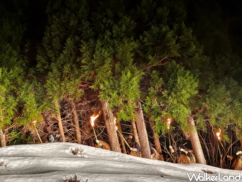 ▲生剝鬼下山・獻餅」為生剝鬼柴燈祭重頭戲，欲捕捉生剝鬼下山畫面務必提前卡位。（攝影：楊婷雅）