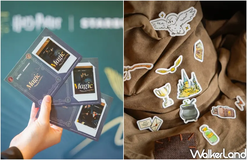 ▲星巴克DREAM PLAZA典藏門市贈送拍立得照片留念，哈利波特限定貼紙組更是收藏首選。