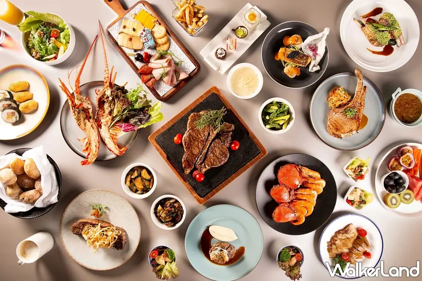 ▲台北萬豪Garden Kitchen午間自助美饌規劃五大主題餐區,含「極鮮海物Bar」、現點現做「熱享美饌區」,匯集各國豐盛料理與多道由「國宴主廚」精心設計的中式熱食。圖/台北萬豪酒店提供;窩客島編輯整理