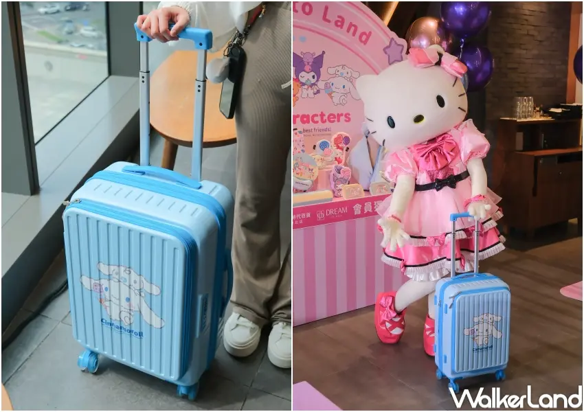 ▲統一時代百貨台北店推出大耳狗20吋行李箱，滿35000元即可兌換吸引粉絲收藏。（攝影：張人尹）