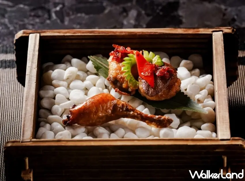 ▲「雙味乳鴿」將鴿腿與鴿胸分開製作，鴿腿鑲入燕窩展現主廚精湛手工與獨特手法 。 圖／雋Gen提供；窩客島整理