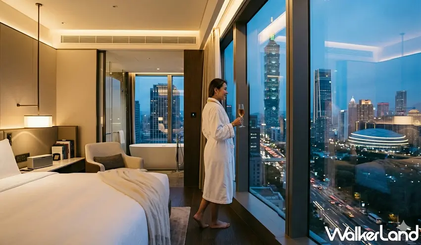 ▲2026台北奢華飯店大戰開打！大巨蛋洲際酒店引進AI科技、四季酒店插旗信義區。 圖：AI生成、窩客島整理