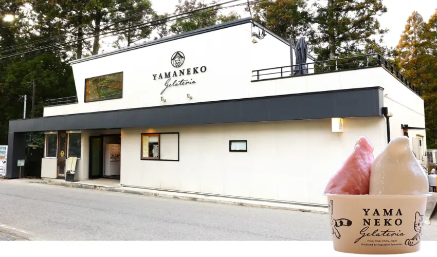 ▲粟又瀑布步道入口的山里義式冰淇淋山貓,是將里山恩惠完整封存的名店。