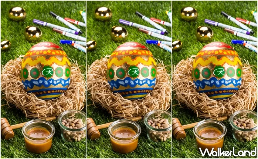 ▲台北晶華「晶華出奇蛋」禮盒售價1380元。內含駝鳥蛋海綿蛋糕,附贈8色著色筆,讓親子同樂。圖/台北晶華提供;窩客島編輯李維唐整理