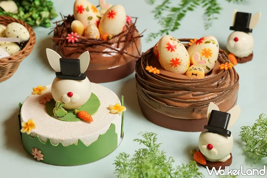 ▲4月1日至30日,Regent Gift Shop推多款復活節限定甜點,結合兔子、彩蛋與鳥巢,洋溢春意。圖/台北晶華提供;窩客島編輯李維唐整理