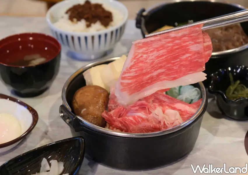 ▲誠品南西「六松今苑SUKI」提供高等級A5和牛個人受洗燒，是中山區必吃的平價壽喜燒。(攝影：鄭雅之)