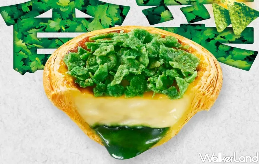 ▲肯德基推出香菜爆擊蛋撻，結合多力多滋聯名設計，話題甜點引發粉絲兩極討論與社群關注。