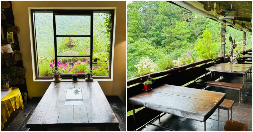 ▲在「山行玫瑰」不僅能欣賞山林景色，周圍點綴的花卉也讓整體氛圍更加放鬆療癒。