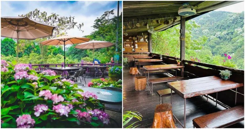 ▲來到南庄，一定要走訪山林景觀餐廳，享用精緻餐點、下午茶時，有滿滿綠意與山景相伴，格外療癒放鬆。