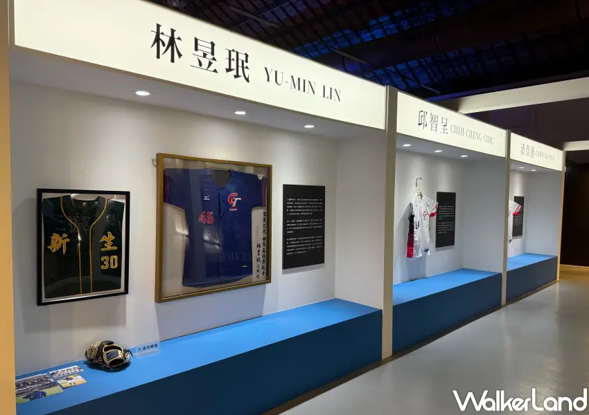 ▲免門票松菸棒球特展必拍亮點！張育成與林昱珉經典賽實戰球衣公開展出。(攝影：鄭亦庭)